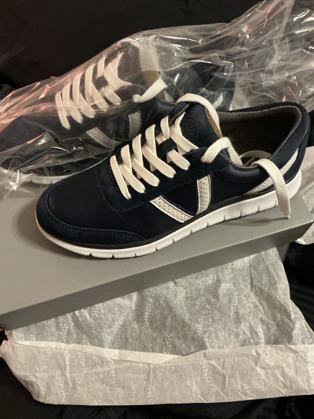 Vionic Navy and White Casual Lace-Up Sneakers
